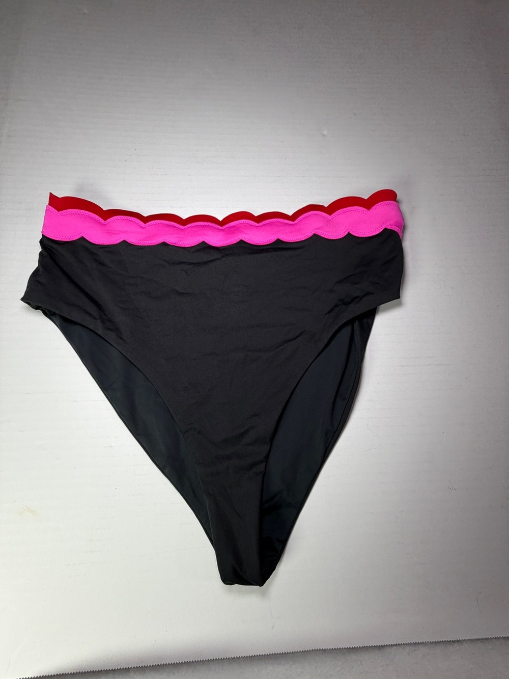 Beach Riot Black Bikini Bottom w Pink Scalloped trim NWOT